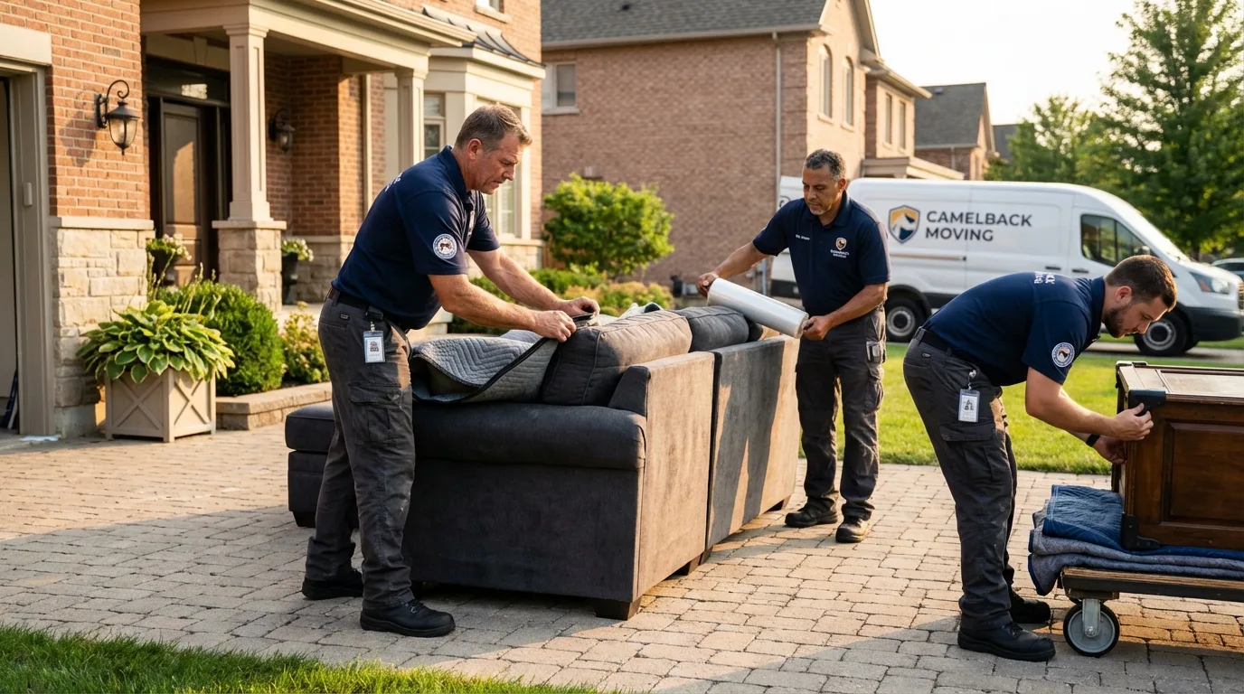 Large estate moving crew wrapping furniture in Timpson, TX